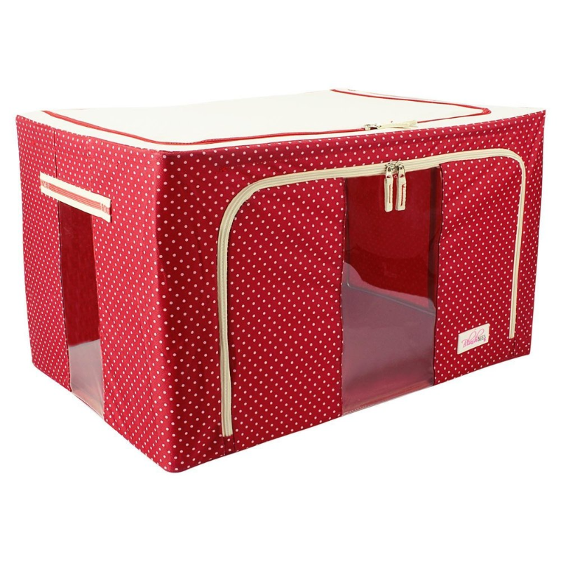 BOLSO ORGANIZADOR PLEGABLE DE TELA CON INTERIOR METALICO, DOBLE CIERRE